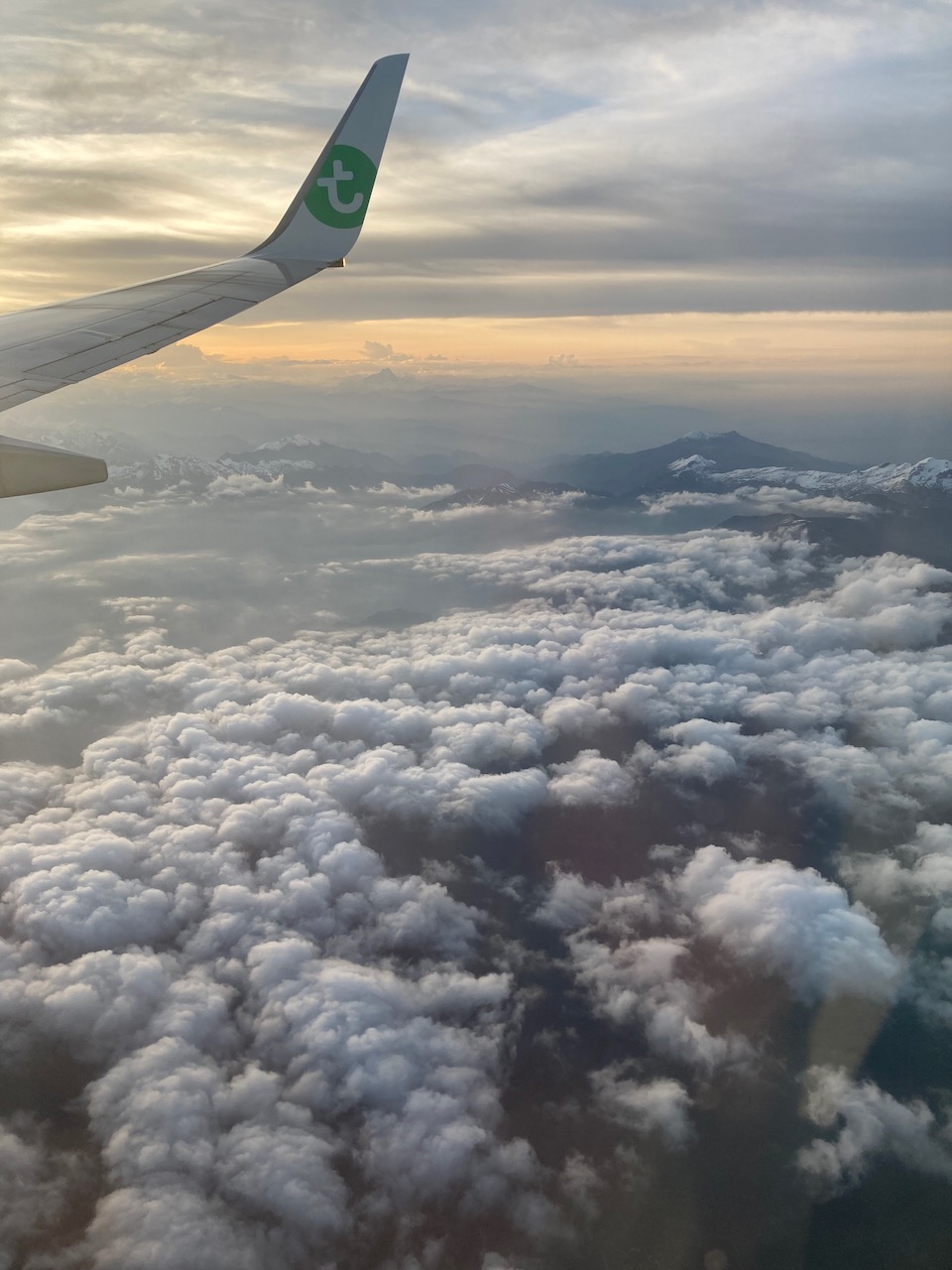 flight into Nice with beautiful clouds